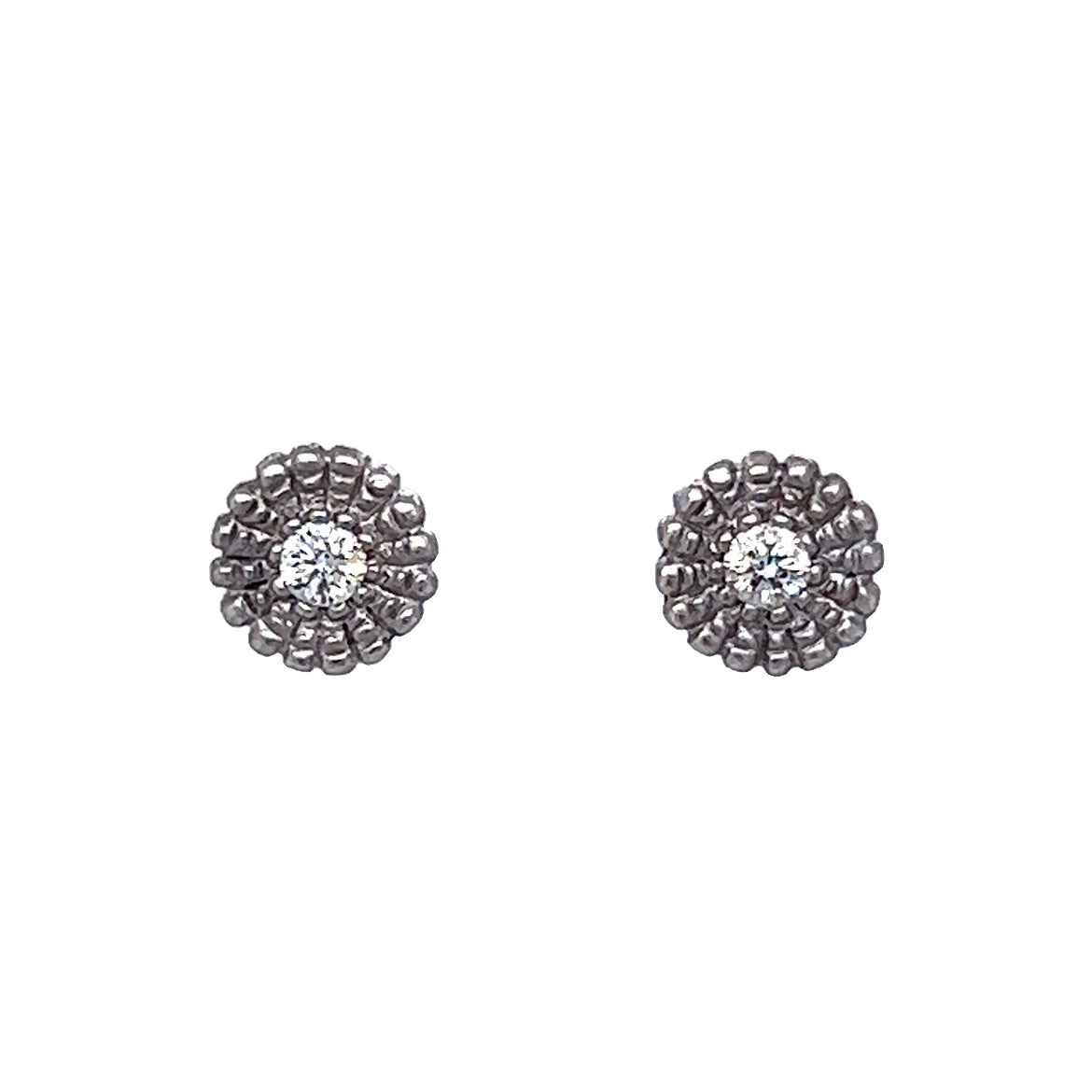 Textured Diamond Stud Earrings in 14k White Gold