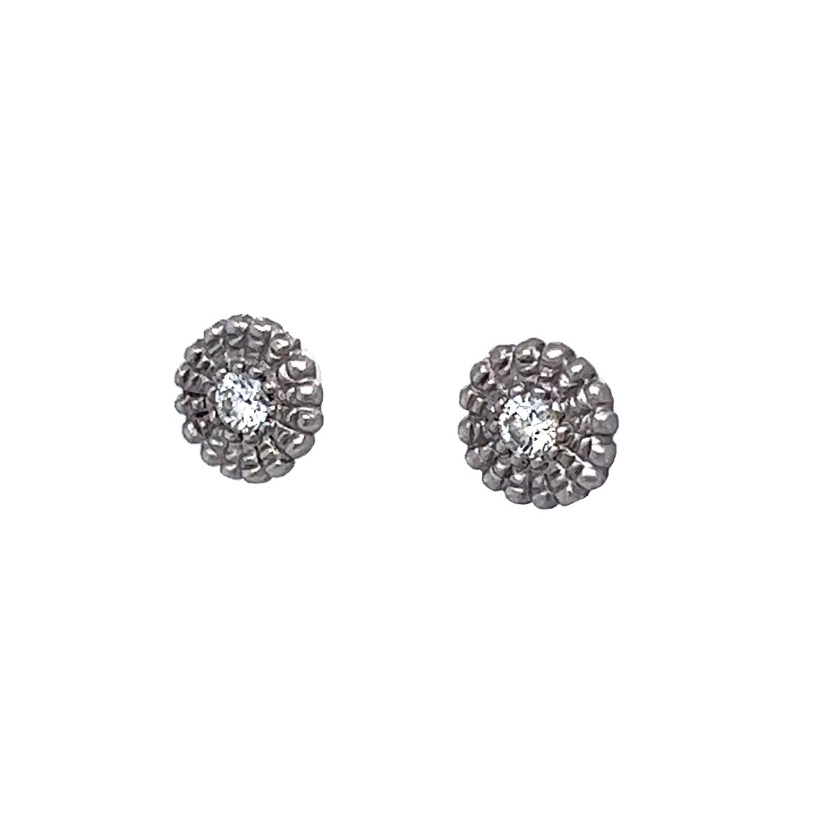 Textured Diamond Stud Earrings in 14k White Gold