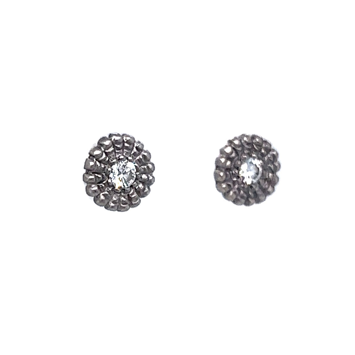 Textured Diamond Stud Earrings in 14k White Gold