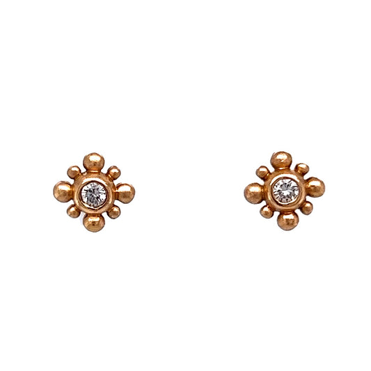 .08 Bezel Diamond Stud Earrings in 14k Rose Gold