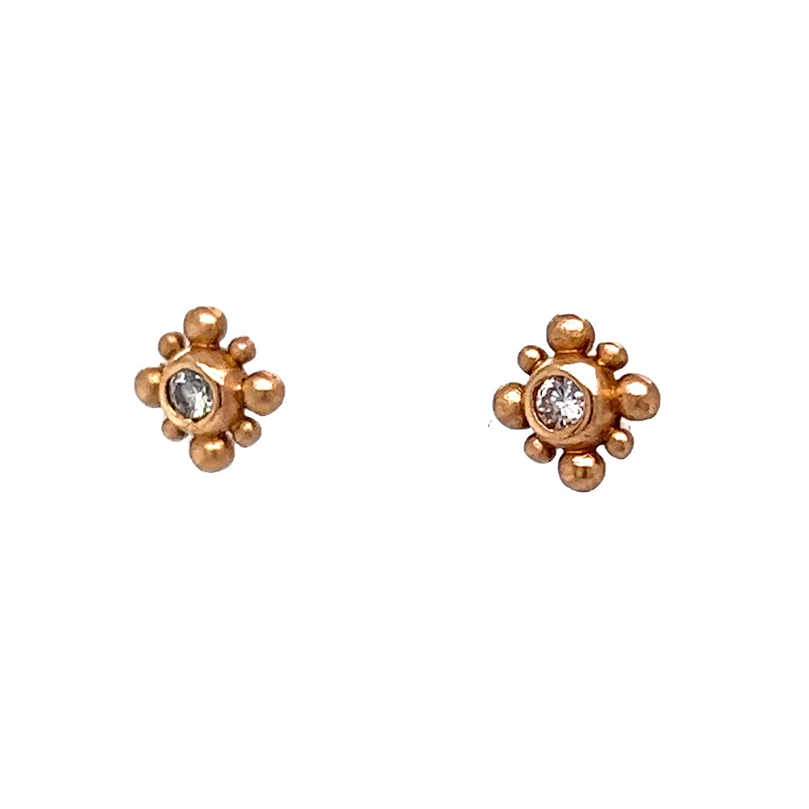 .08 Bezel Diamond Stud Earrings in 14k Rose Gold
