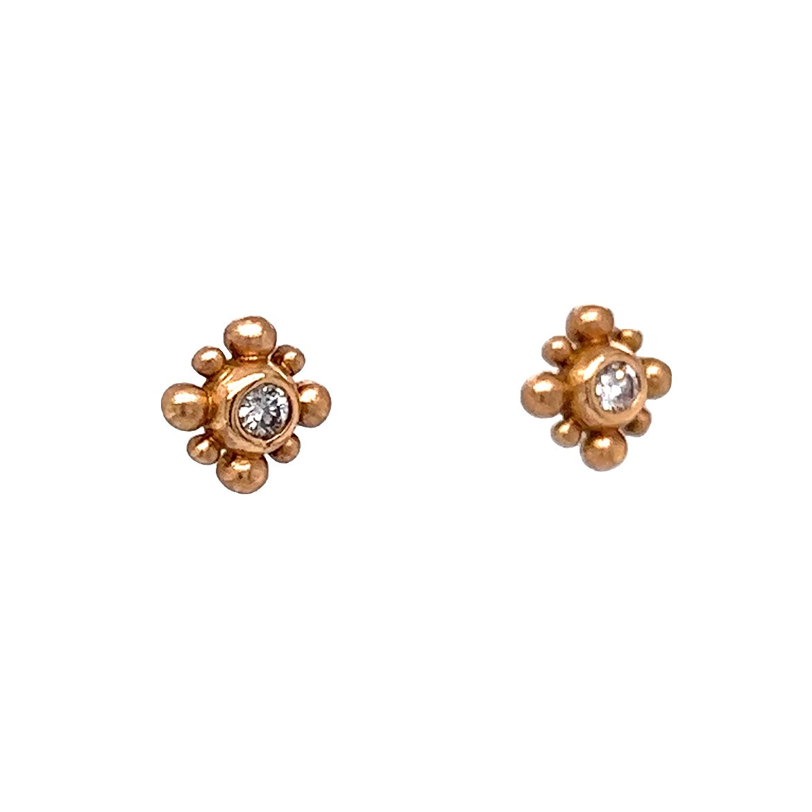 .08 Bezel Diamond Stud Earrings in 14k Rose Gold