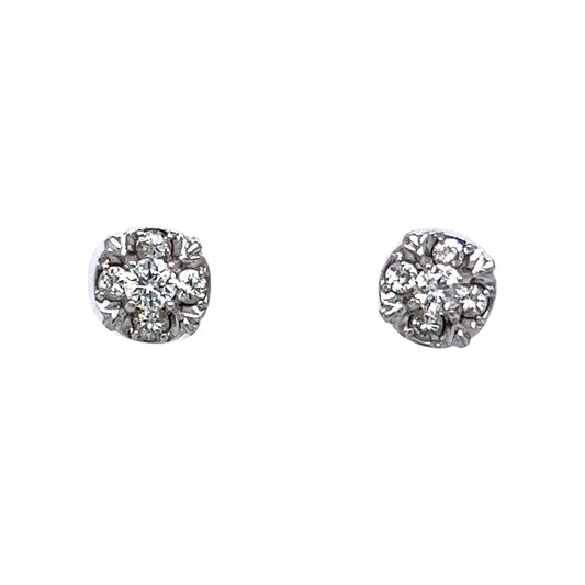 .22 Round Brilliant Diamond Stud Earrings in 14k White Gold