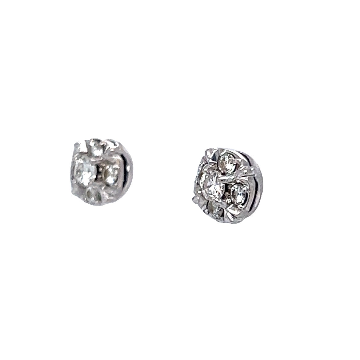 .22 Round Brilliant Diamond Stud Earrings in 14k White Gold