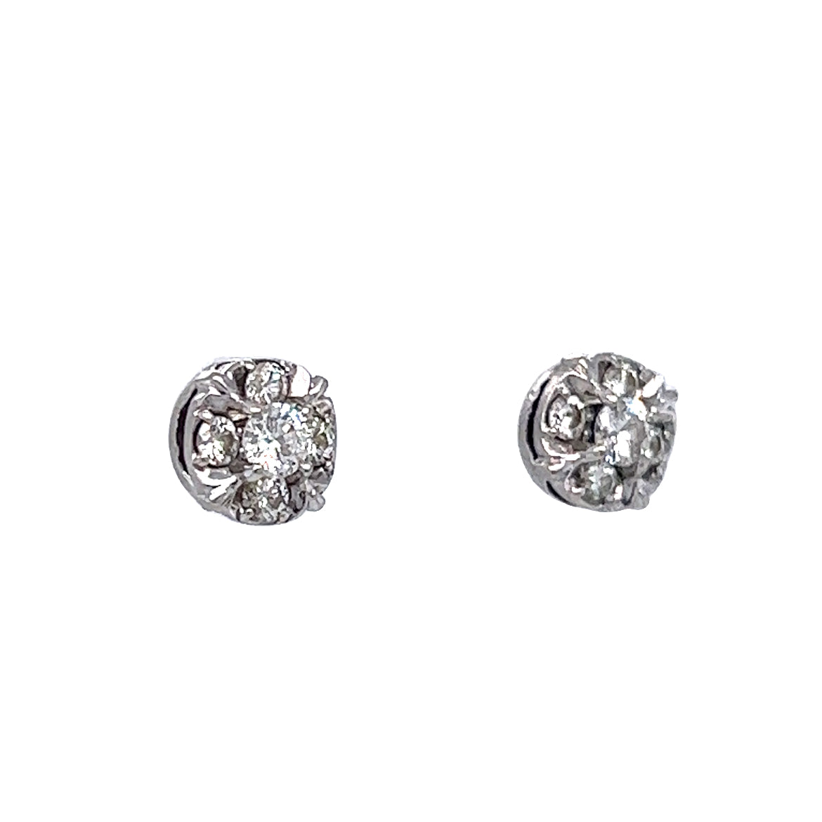 .22 Round Brilliant Diamond Stud Earrings in 14k White Gold