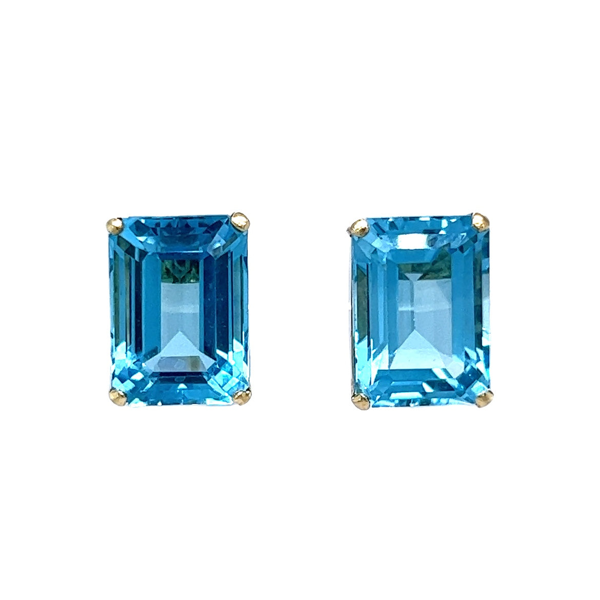 23.24 Blue Topaz Stud Earrings in 14k Yellow Gold