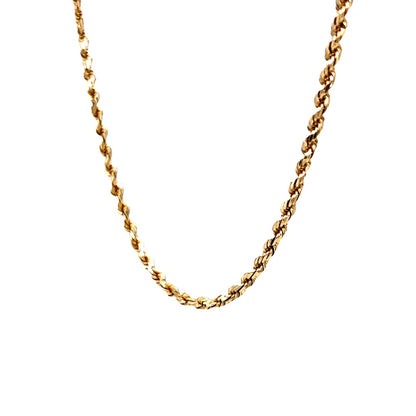 24" Rope Chain Necklace in 14k Yellow Gold