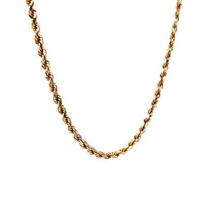 24" Rope Chain Necklace in 14k Yellow Gold