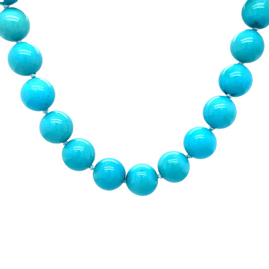 Vintage Turquoise Bead Necklace in 14k Yellow Gold