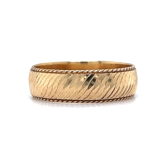 Men's Vintage Mid-Century Patterned Wedding Band in 14k Yellow Gold