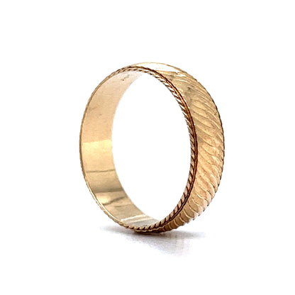 Men's Vintage Mid-Century Patterned Wedding Band in 14k Yellow Gold