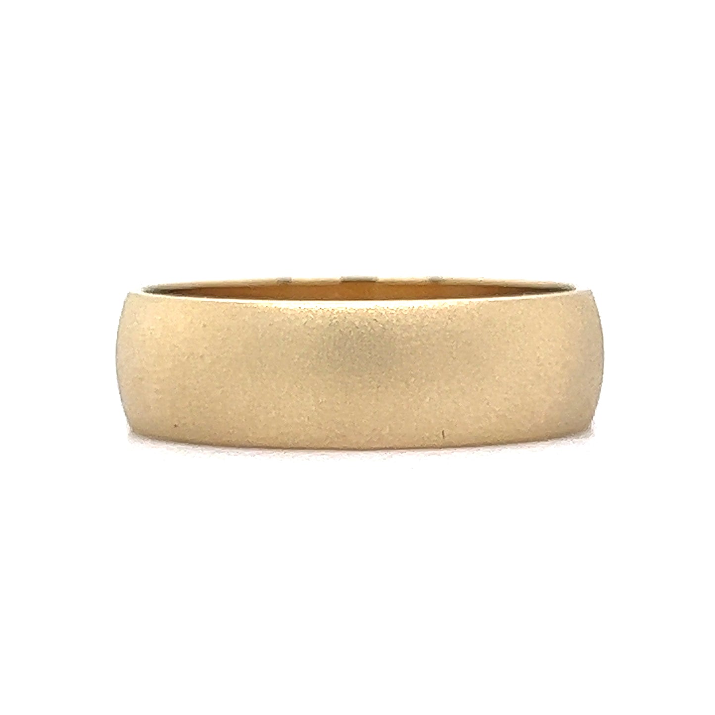 Men's Half Round Wedding Band w/ Brush Finish in 14k Yellow Gold