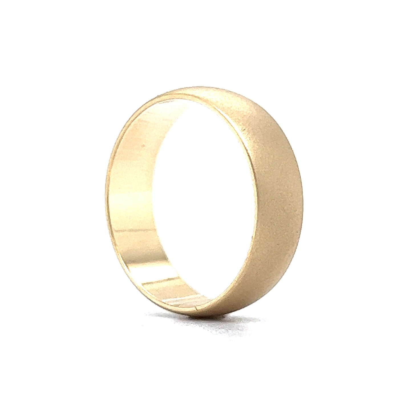 Men's Half Round Wedding Band w/ Brush Finish in 14k Yellow Gold