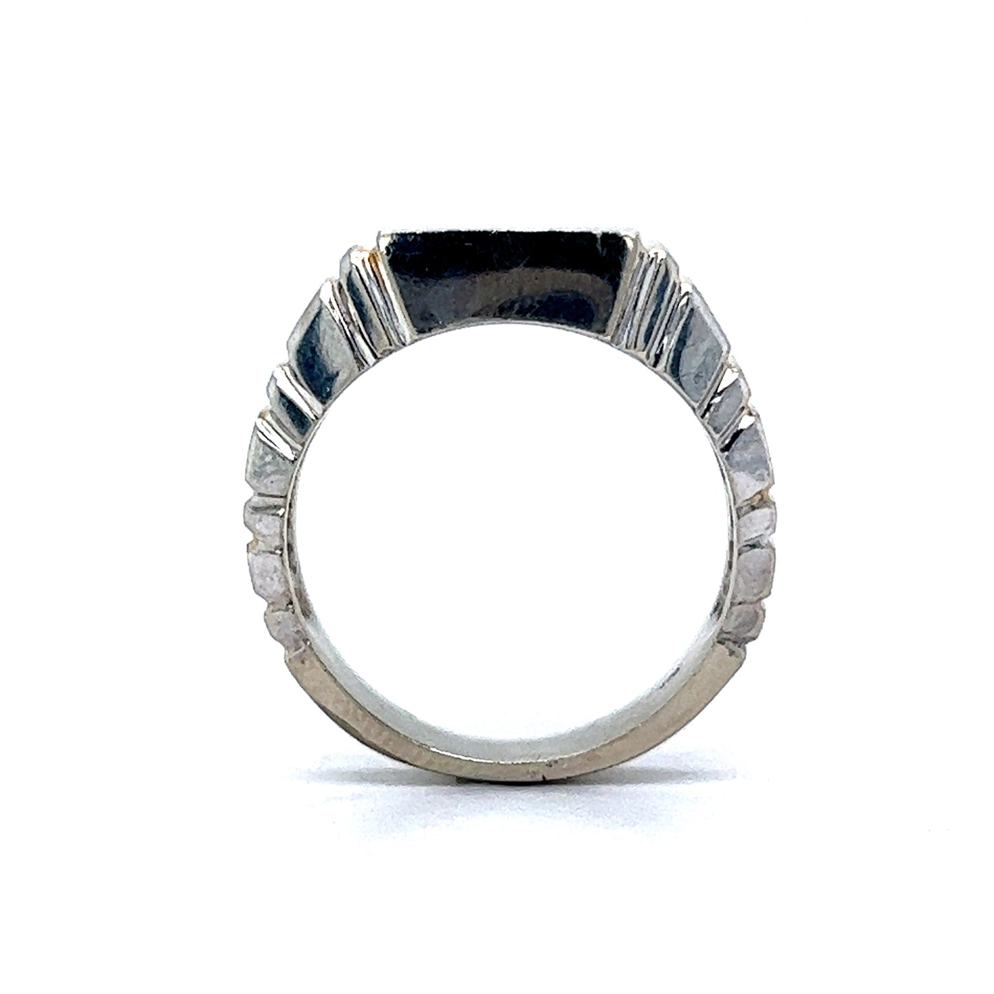 Modern Minimalist Signet Ring in 10k White & Yellow Gold