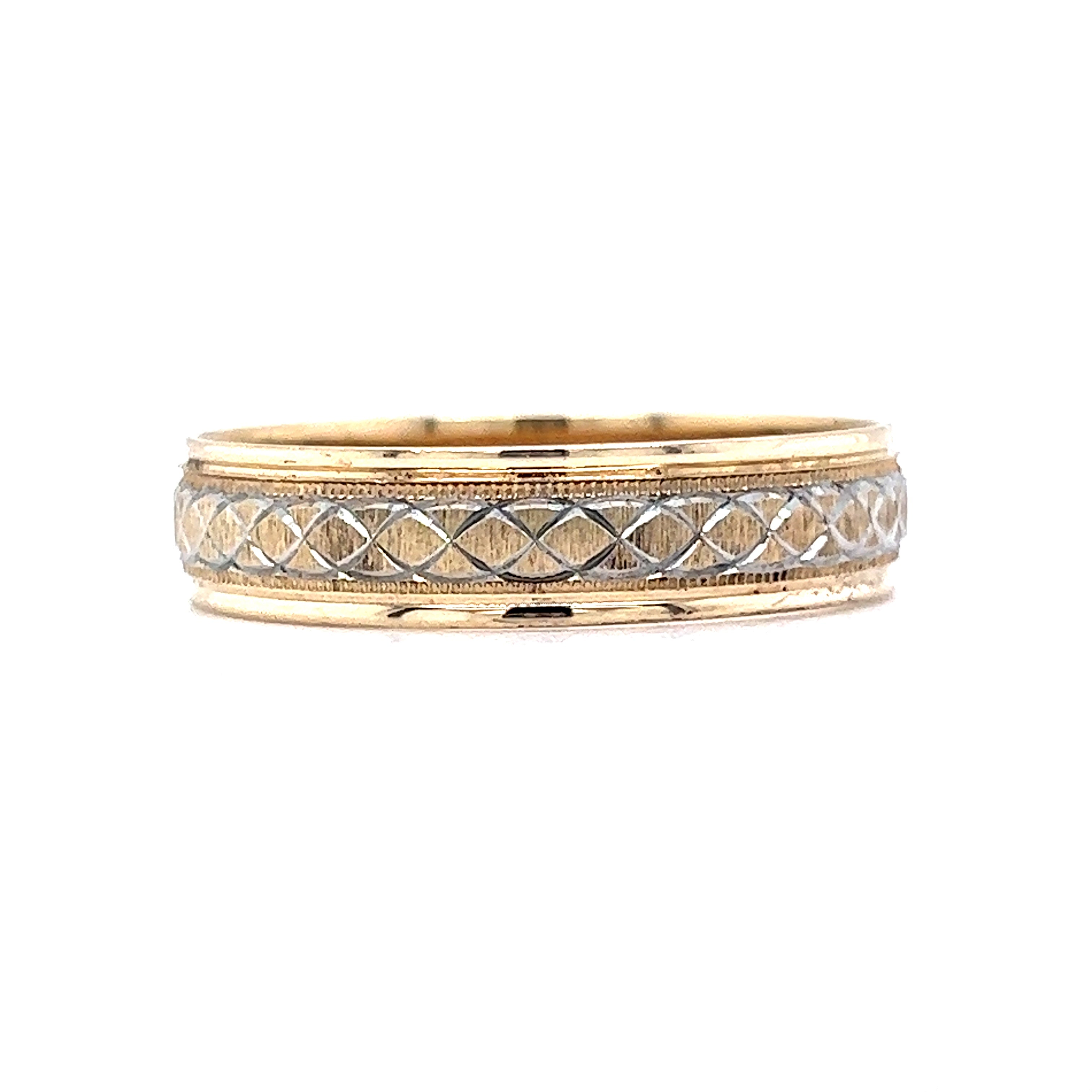 Vintage Mid-Century Men's Wedding Band in 14k Yellow & White Gold Vintage Mid-Century Men's Wedding Band in 14k Yellow & White Gold