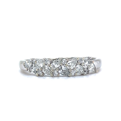 1.30 Pear & Round Brilliant Diamond Wedding Band in 14k White Gold