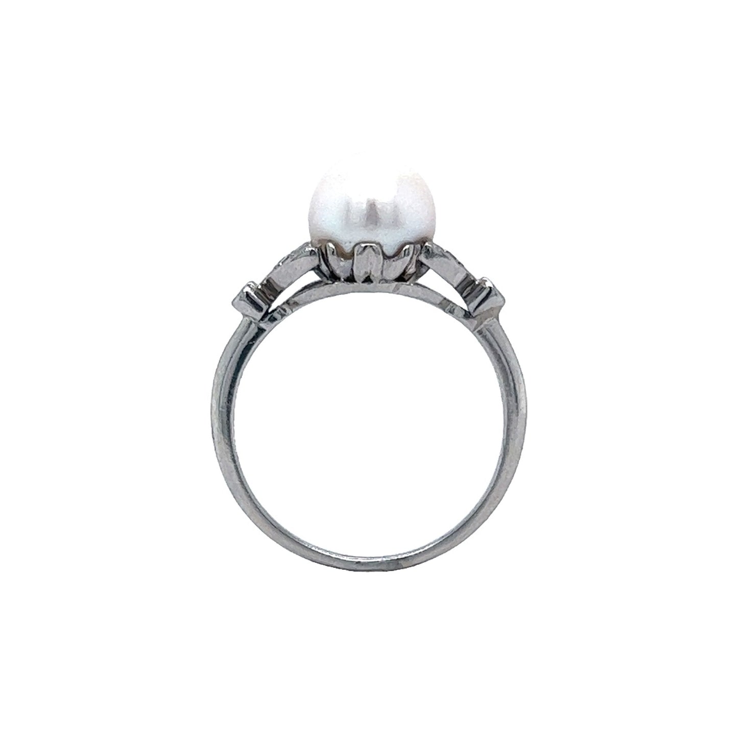 Vintage Art Deco Pearl & Diamond Ring in Platinum