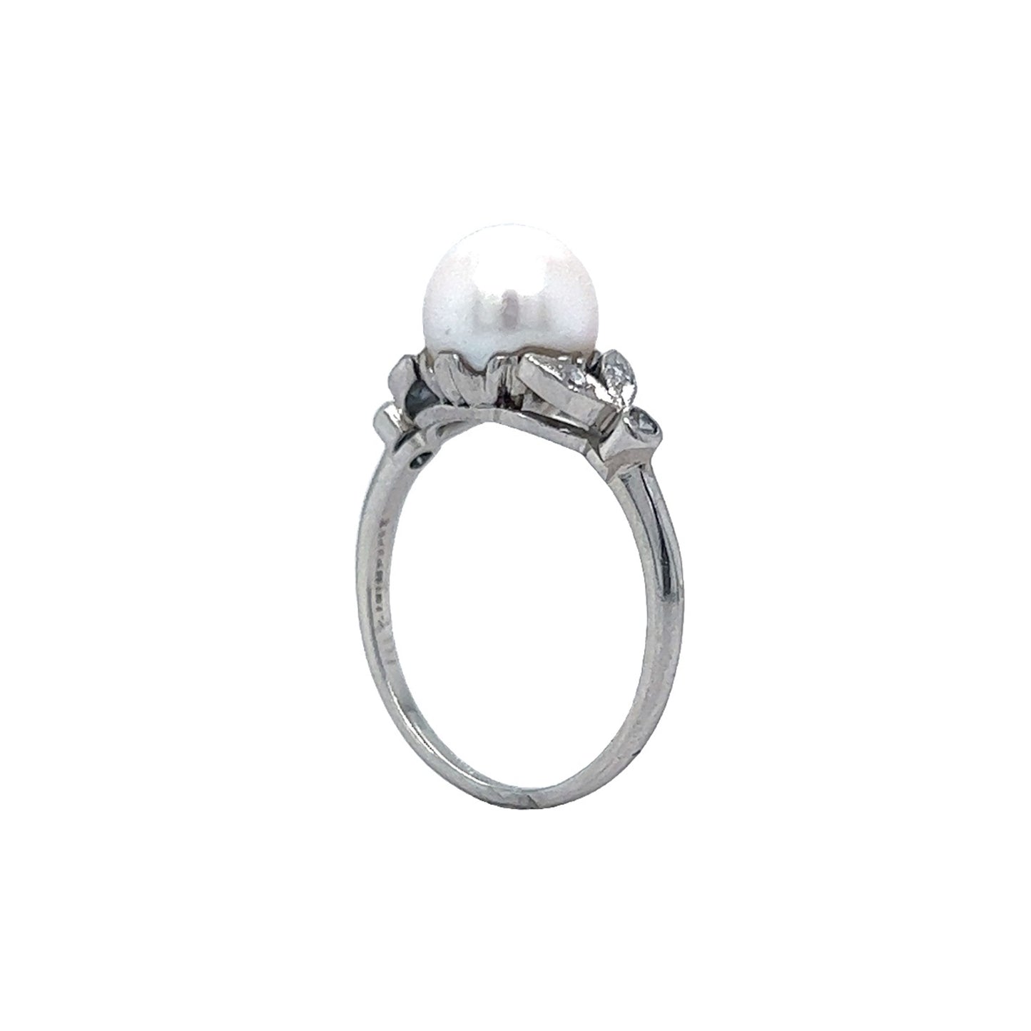 Vintage Art Deco Pearl & Diamond Ring in Platinum