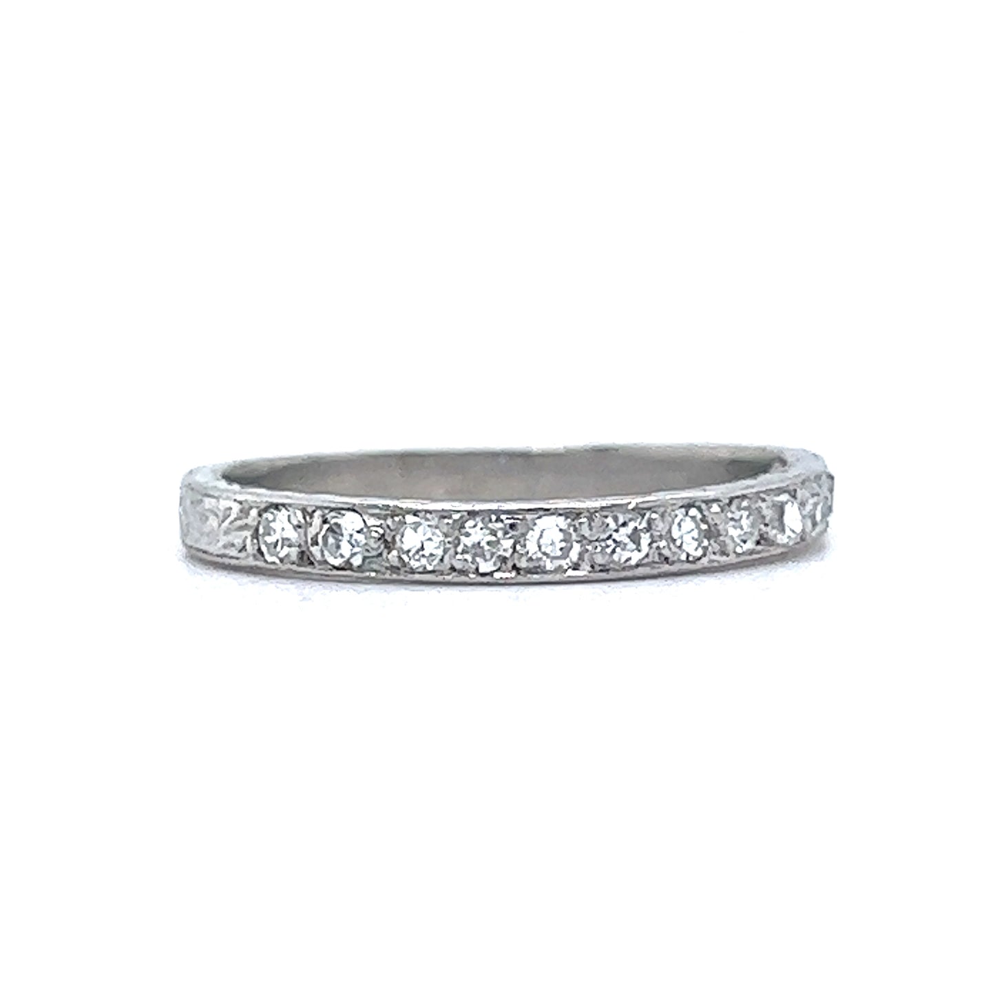 Vintage Art Deco Single Cut Diamond Wedding Band in Platinum