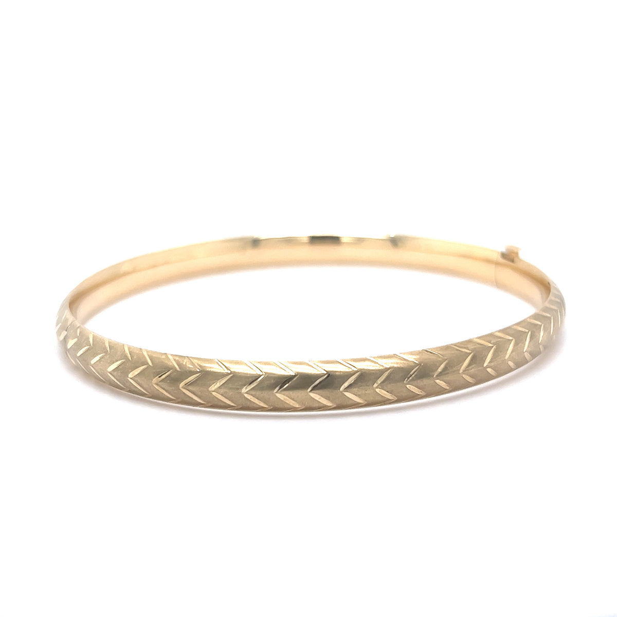 Chevron Bangle Chevron Engraved Bangle Bracelet in 14k Yellow Gold – Filigree Jewelers