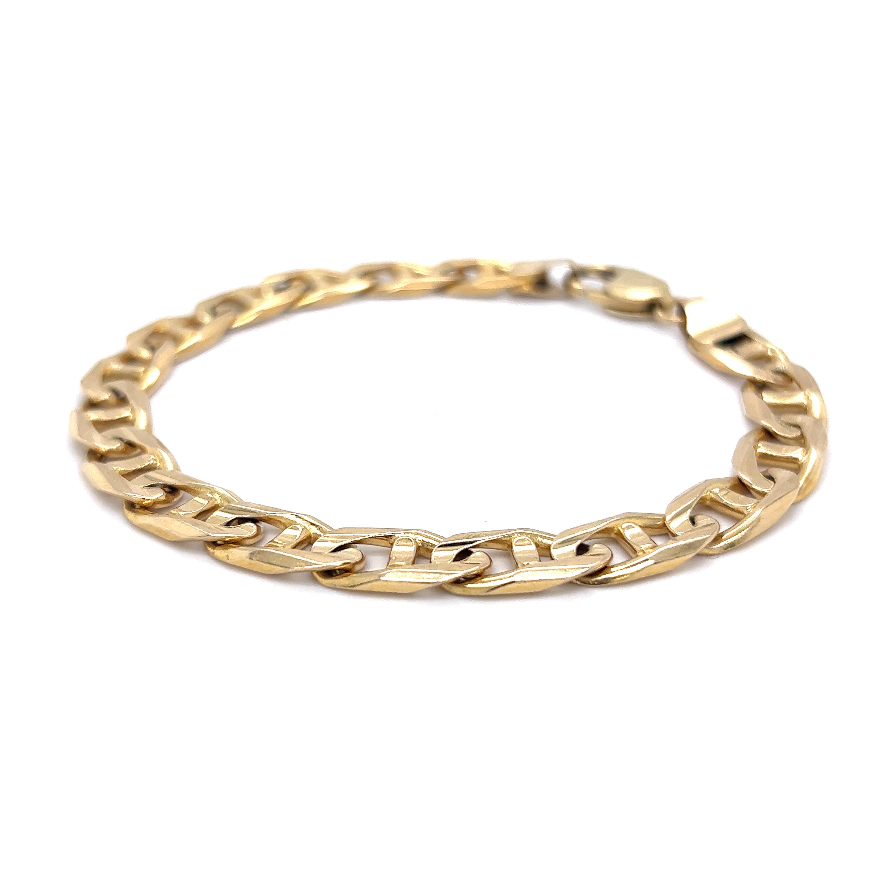 Men's Solid 14K Yellow Gold 11 mm ID Mariner Link Bracelet 8.5