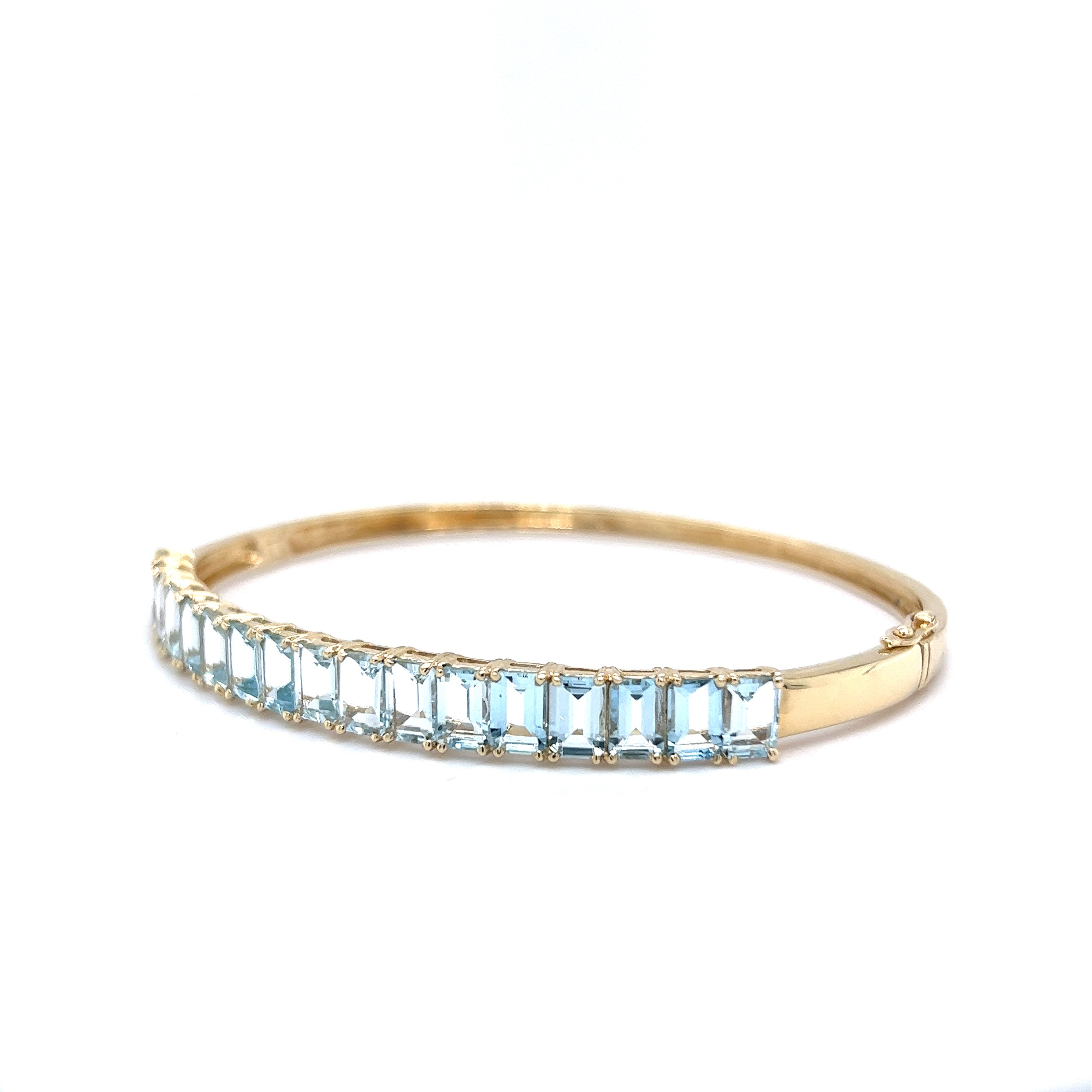 Aquamarine Nine Stone Bar Bolo Bracelet in 10K Rose Gold - 9.5