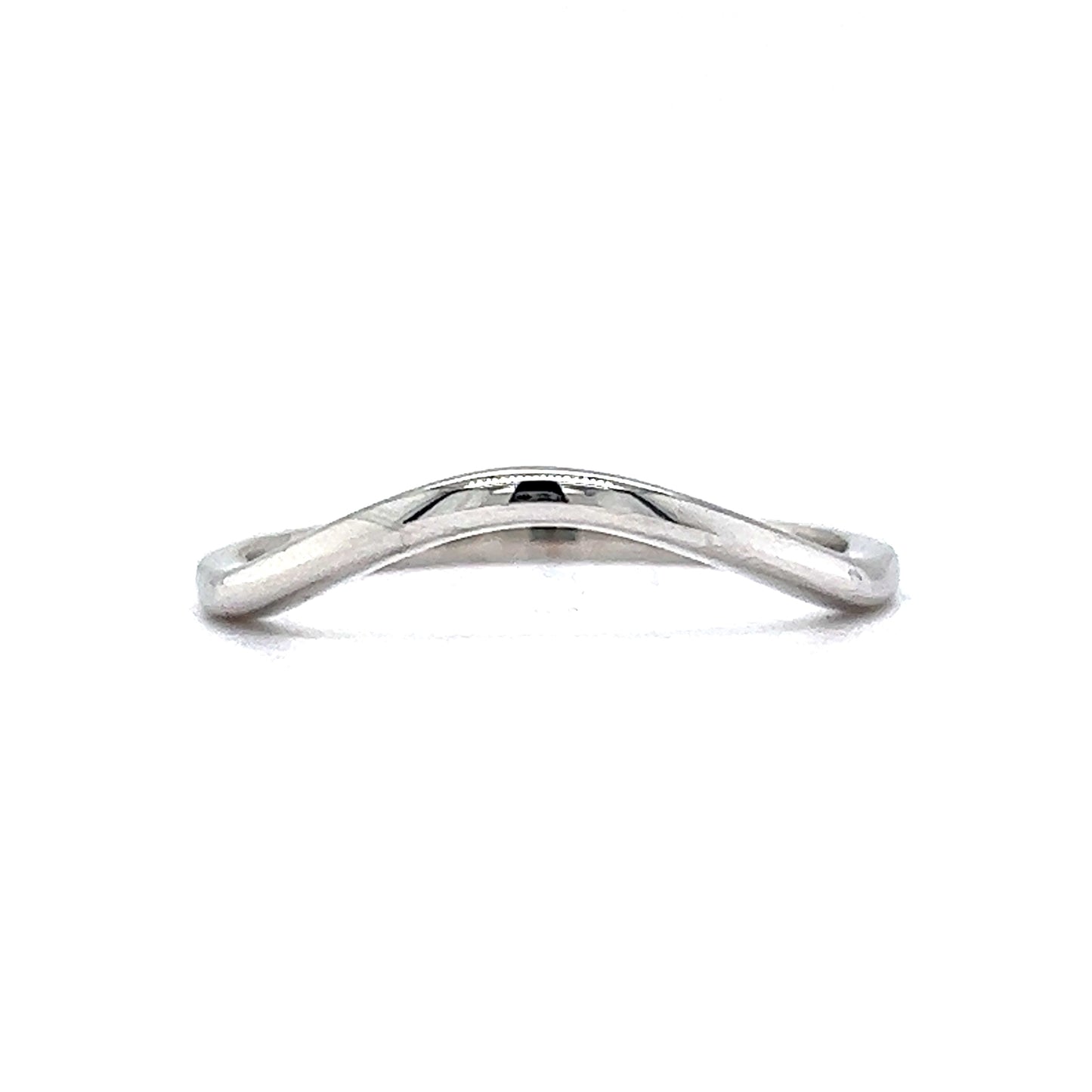 Thin Curved Wedding Band in 14k White Gold