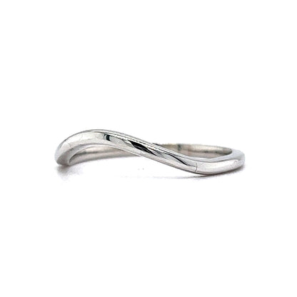 Thin Curved Wedding Band in 14k White Gold