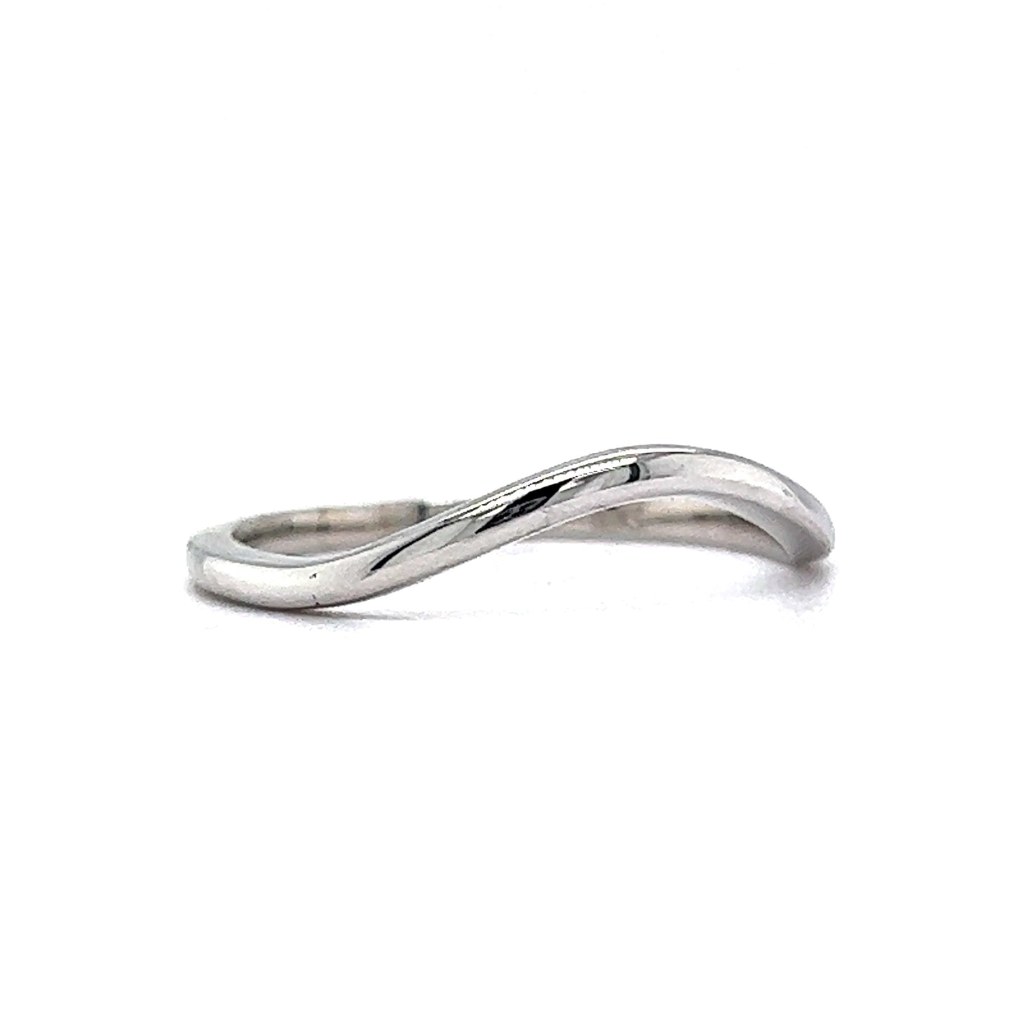 Thin Curved Wedding Band in 14k White Gold