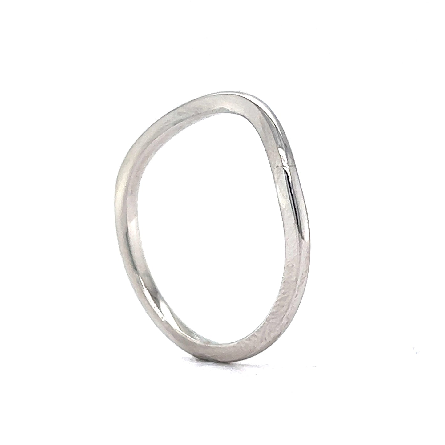 Thin Curved Wedding Band in 14k White Gold