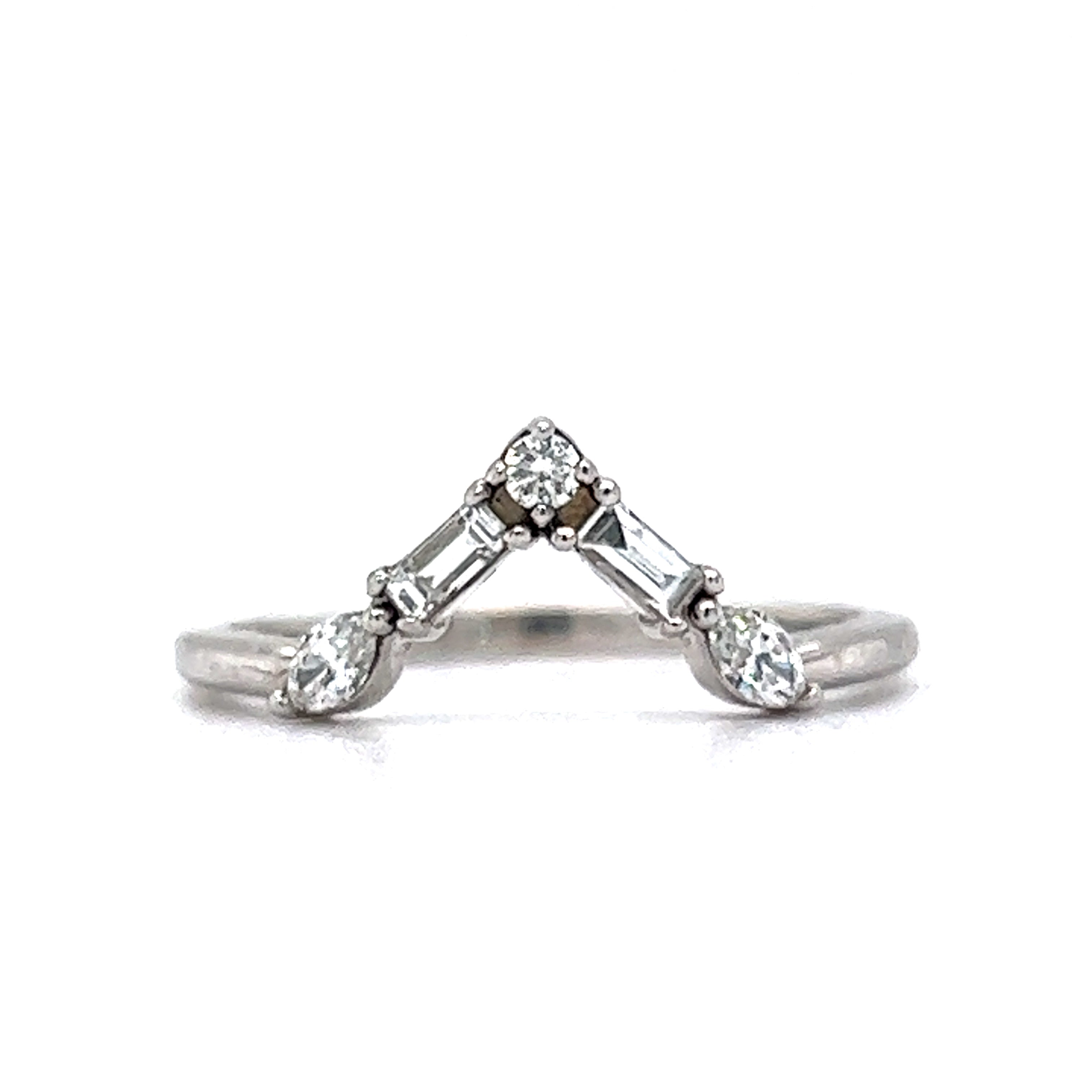 Buy V Shape Diamond Solid Gold Ring, V Shape Wedding Band Ring, Chevron Diamond  Ring, Bridal Jewelry, Stackable Rings, Geometric Rose White Ring Online in  India - Etsy