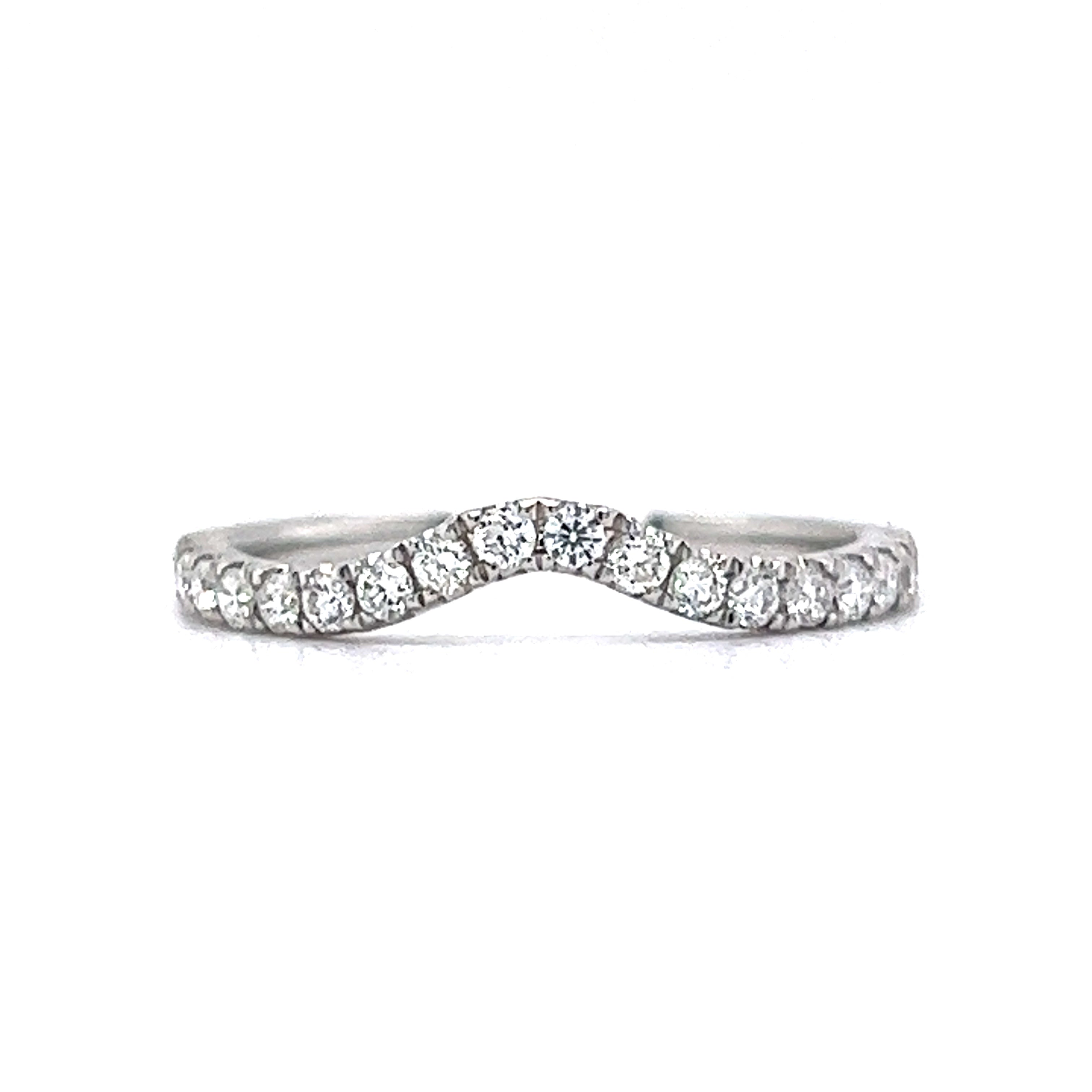 .30 Modern Contoured Diamond Wedding Band in 14k White Gold – Filigree .30 Modern Contoured Diamond Wedding Band in 14k White Gold – Filigree