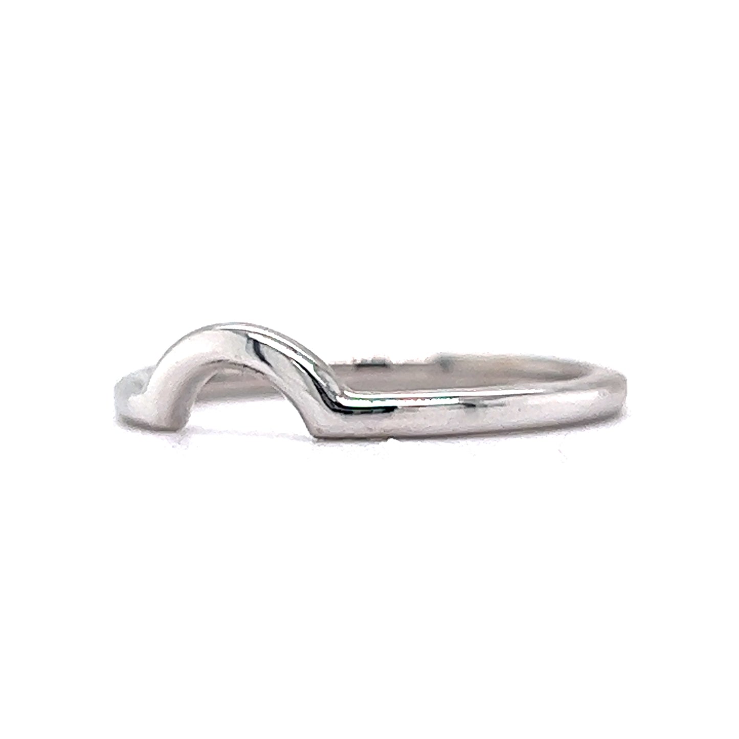 Simple Round Contoured Wedding Band in 14k White Gold
