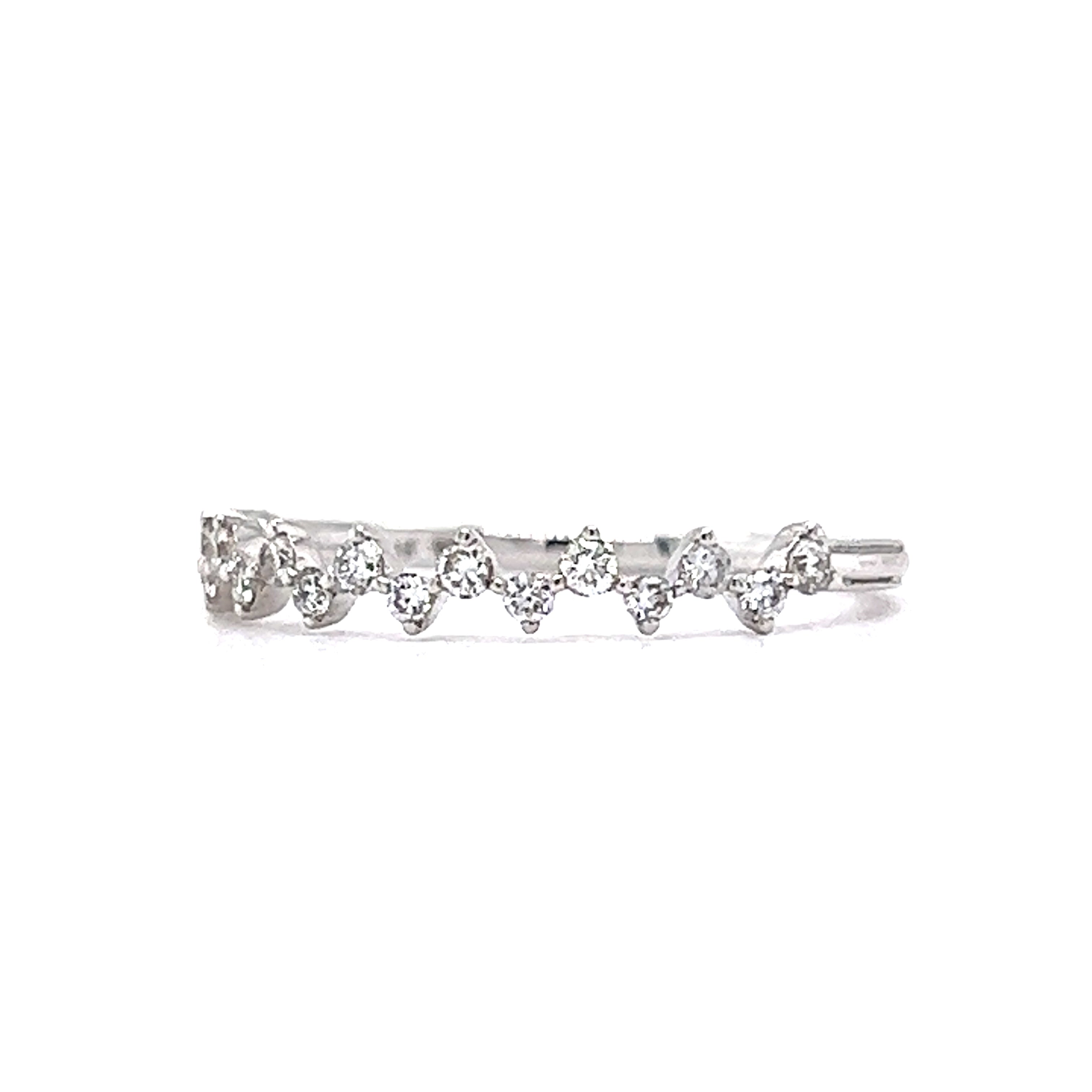 21 Offset Diamond Wedding Band in 14k White Gold Filigree Jewelers