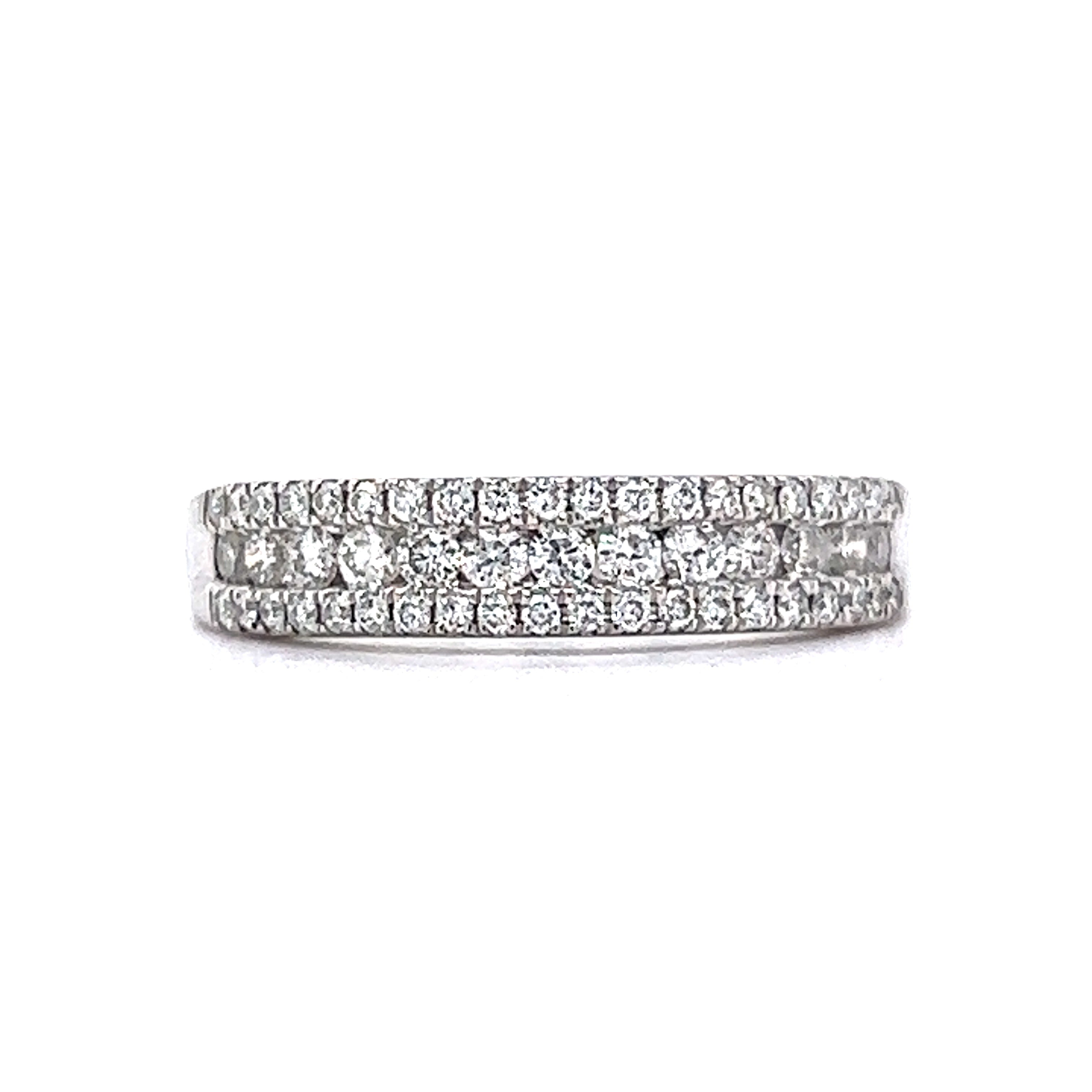 Three Row Pave Diamond Stacking Ring in 14k White Gold – Filigree Jewelers