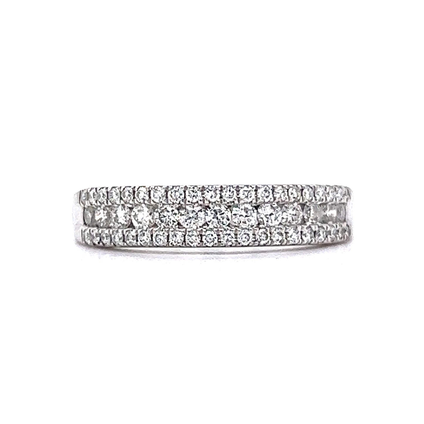 Three Row Pave Diamond Stacking Ring in 14k White Gold