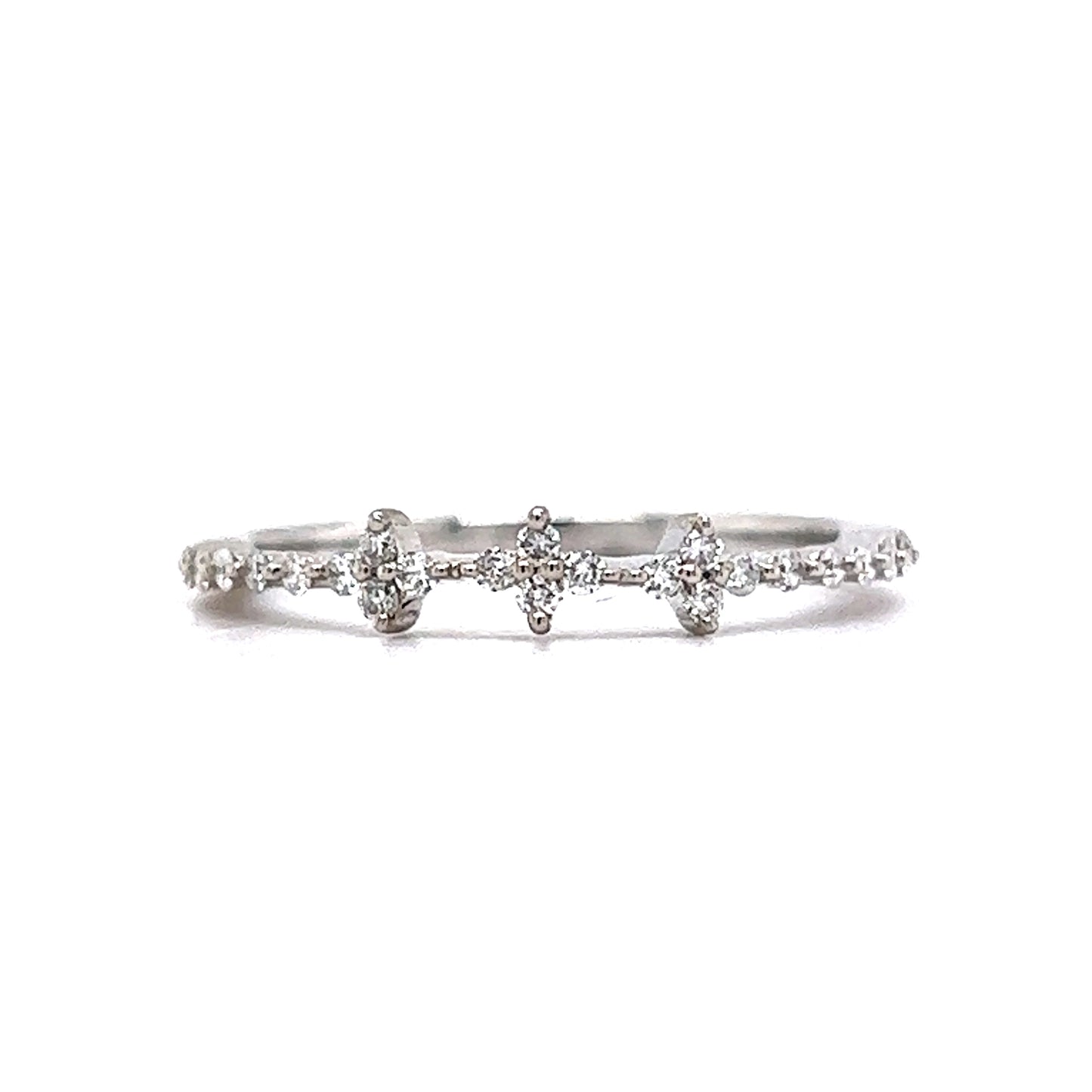 Pave Diamond Cluster Stacking Ring in 14k White Gold