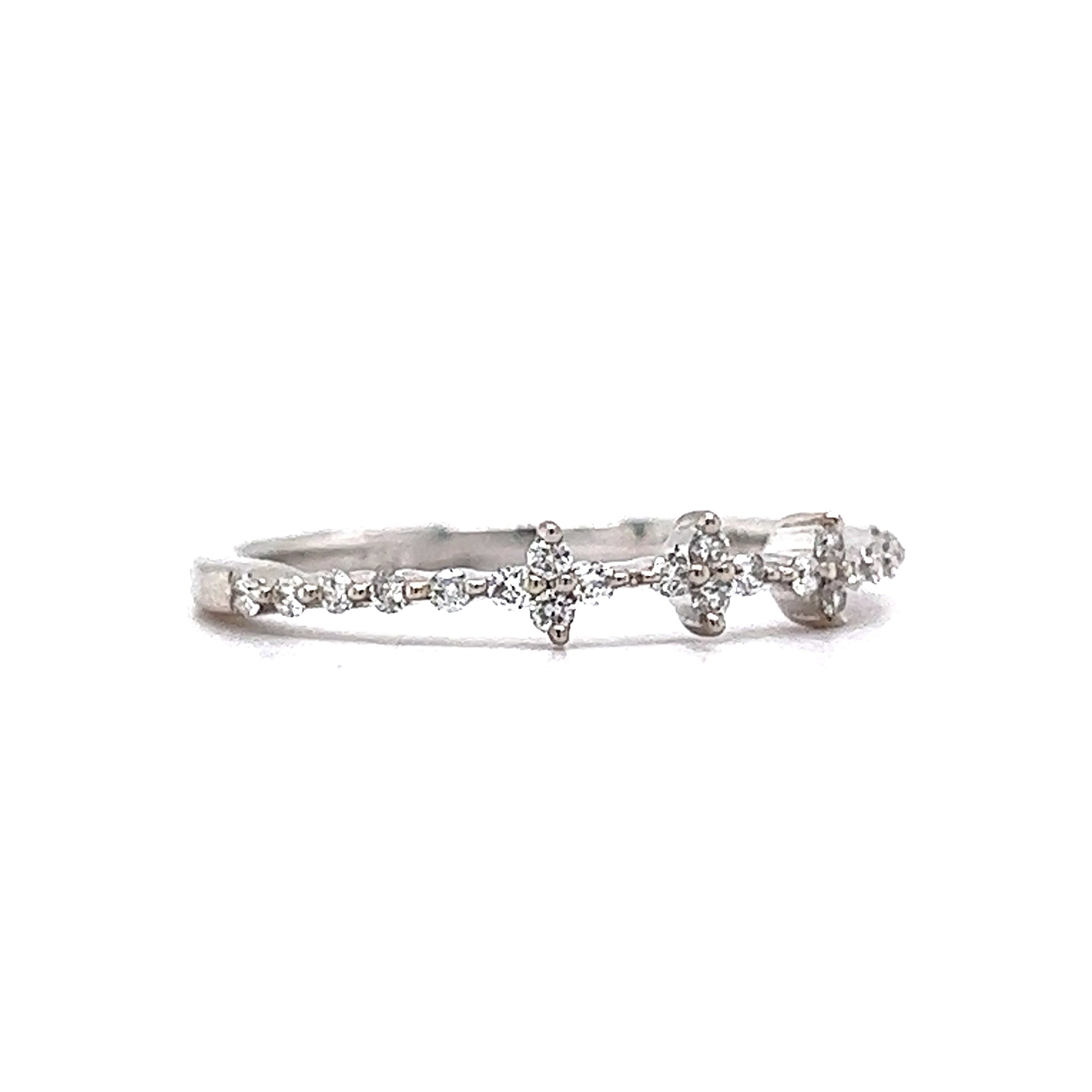 White Flower Dainty Stacking Ring