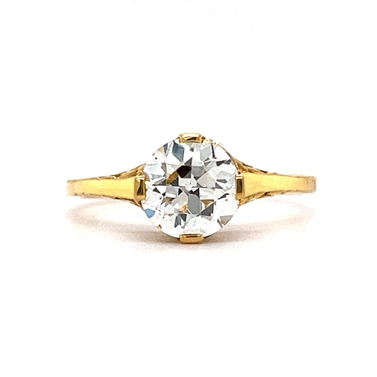 1.33 Old European Diamond Engagement Ring in 18k Yellow Gold