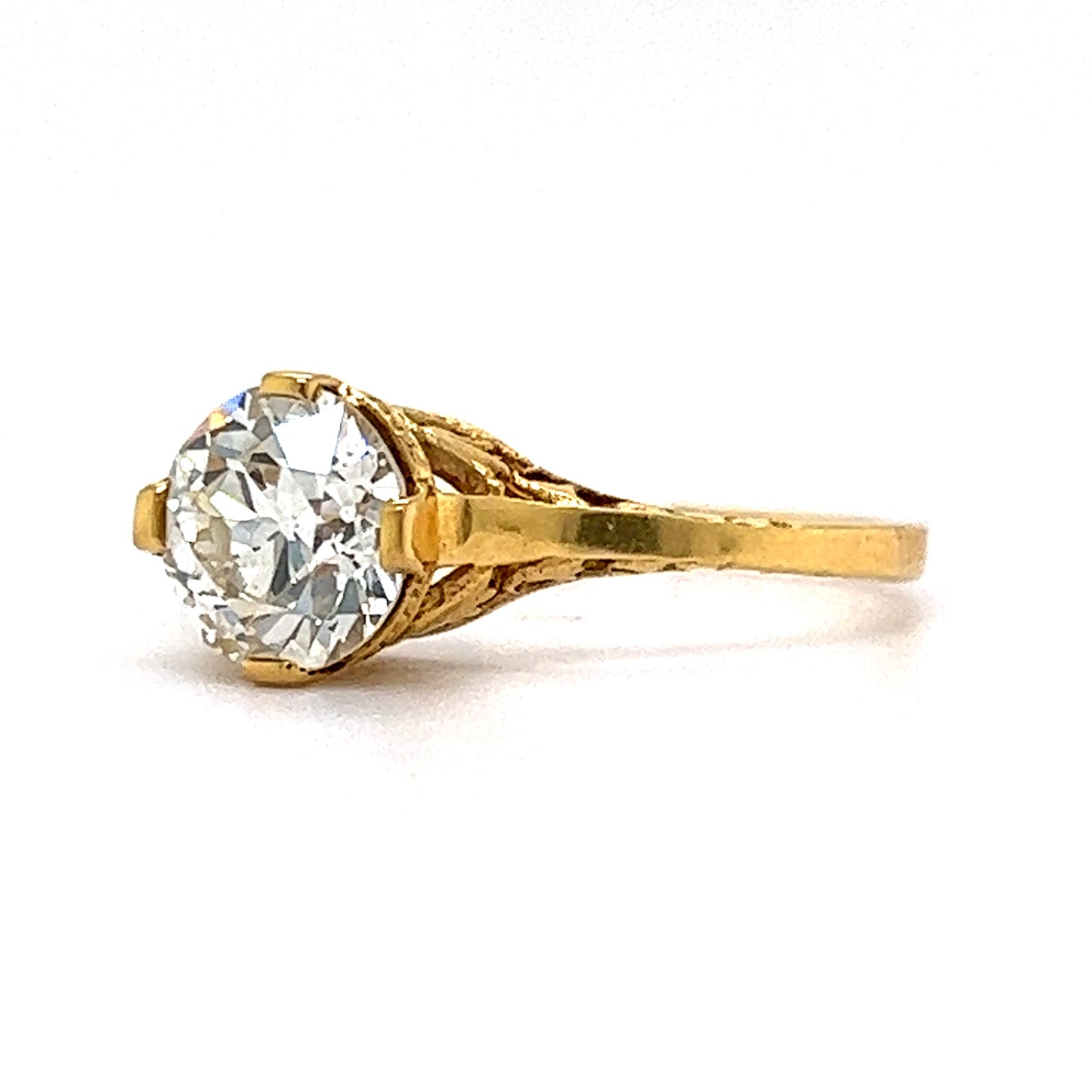 1.33 Old European Diamond Engagement Ring in 18k Yellow Gold