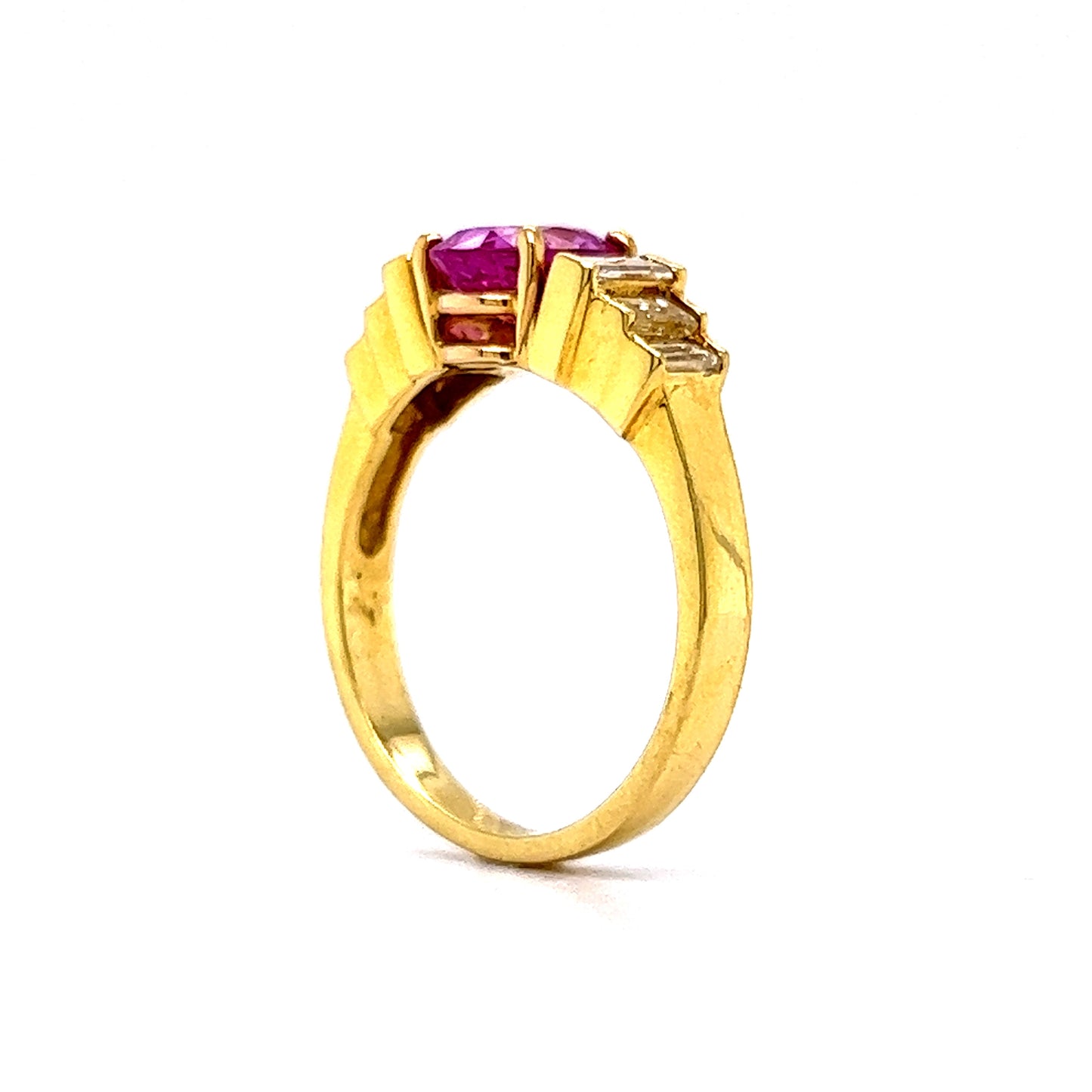1.70 Oval Cut Pink Sapphire Engagement Ring in 14k Yellow Gold