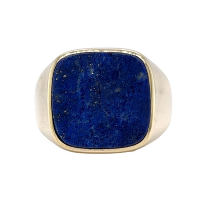 Vintage Men's Cabochon Lapis Lazuli Signet Ring in 14k Yellow Gold