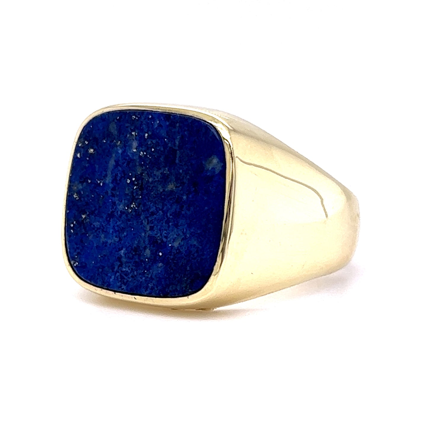 Vintage Men's Cabochon Lapis Lazuli Signet Ring in 14k Yellow Gold