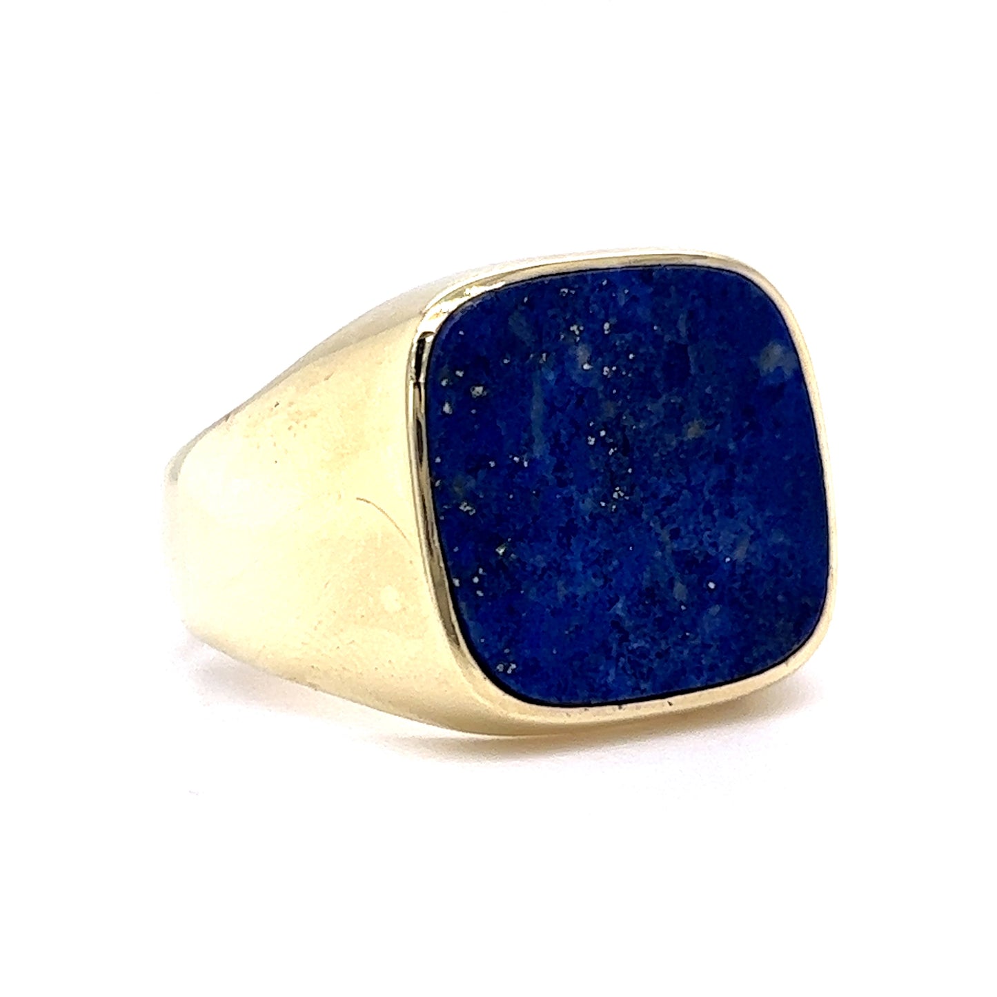 Vintage Men's Cabochon Lapis Lazuli Signet Ring in 14k Yellow Gold