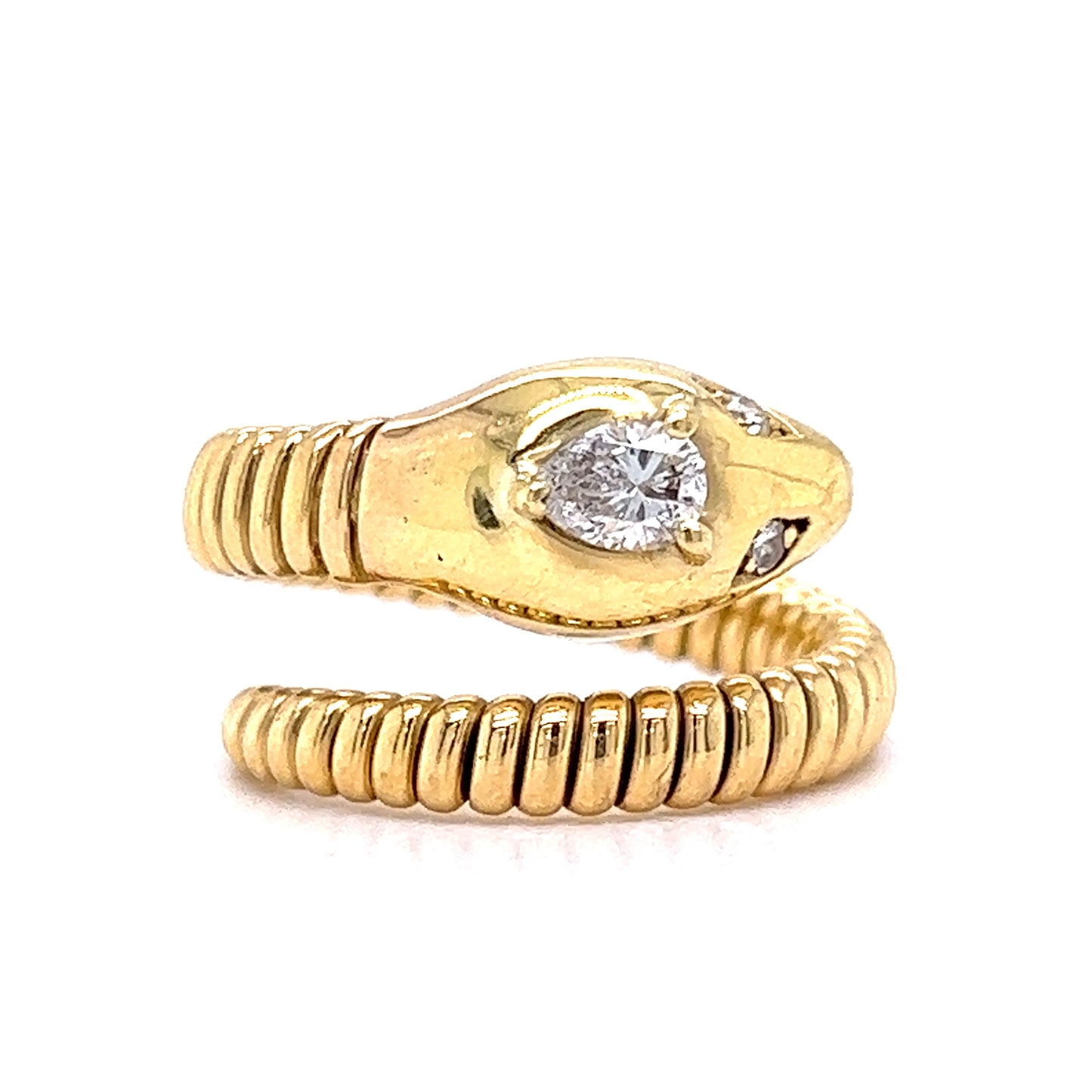 .29 Round Brilliant Cut Diamond Snake Ring in 18k Yellow Gold