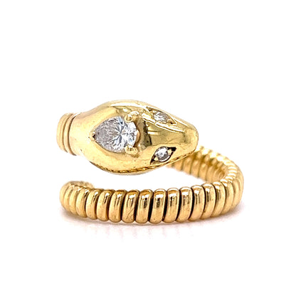 .29 Round Brilliant Cut Diamond Snake Ring in 18k Yellow Gold