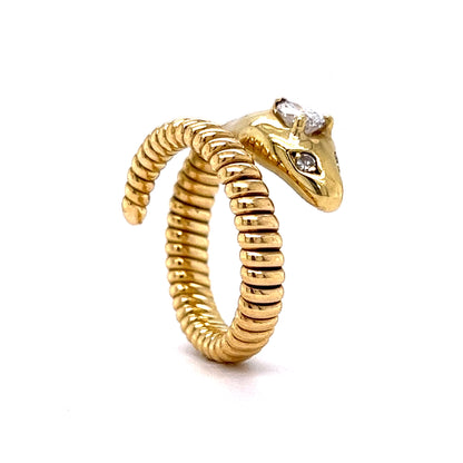 .29 Round Brilliant Cut Diamond Snake Ring in 18k Yellow Gold