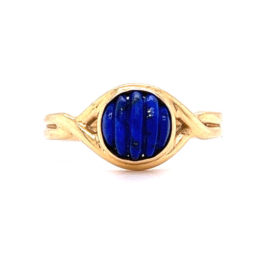 1.27 Lapis Lazuli Cabochon Ring in Yellow Gold