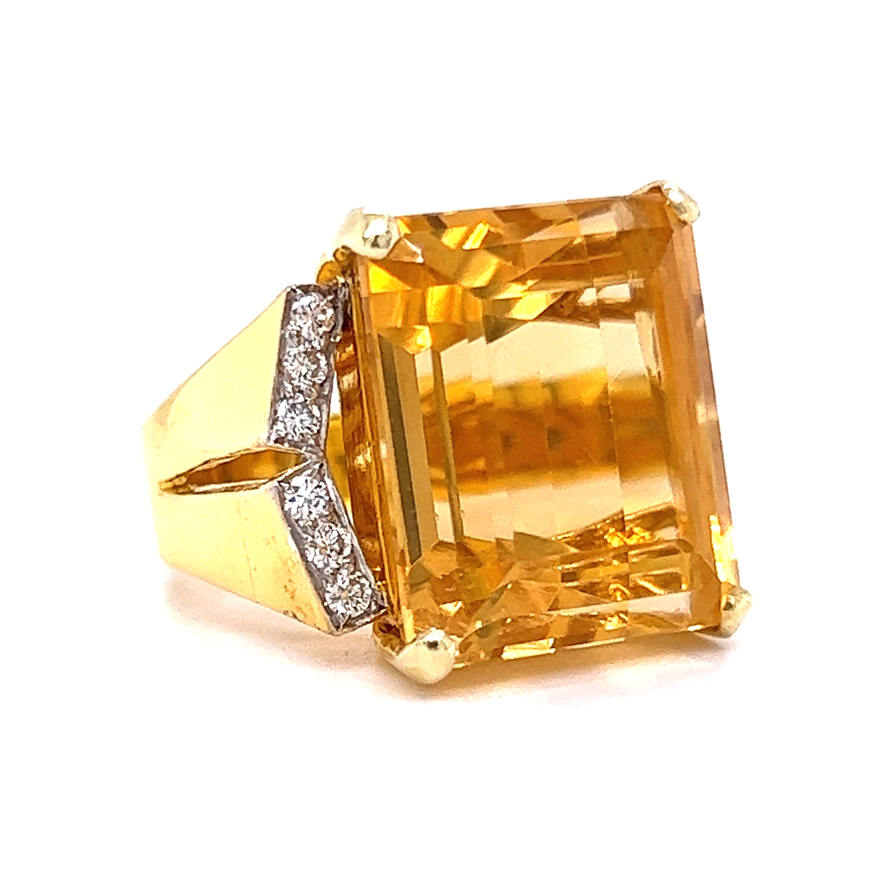 Damen Cocktail Ring mit Citrin outlets ca 1ct Emerald cut 18K Gelbgold