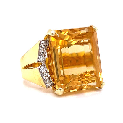 21.37 Emerald Cut Citrine Cocktail Ring in 14k Yellow Gold